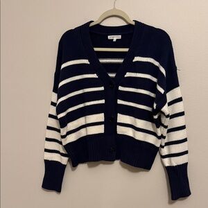 Navy and White Striped Cardigan by Mumu & Co